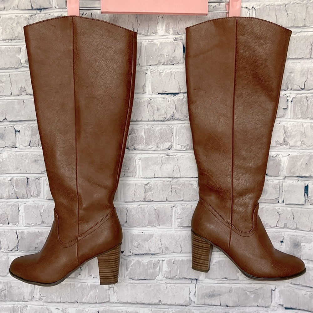 Breckelles Brown Heeled Knee-High Boots, Size 6
